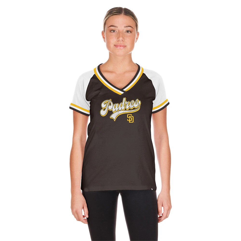 Women's New Era Brown San Diego Padres Gameday Raglan V-Neck T-Shirt