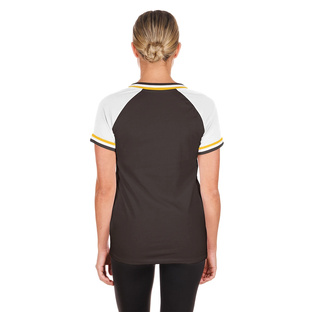 Women's New Era Brown San Diego Padres Gameday Raglan V-Neck T-Shirt