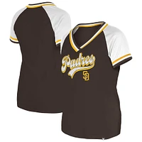 Women's New Era Brown San Diego Padres Gameday Raglan V-Neck T-Shirt
