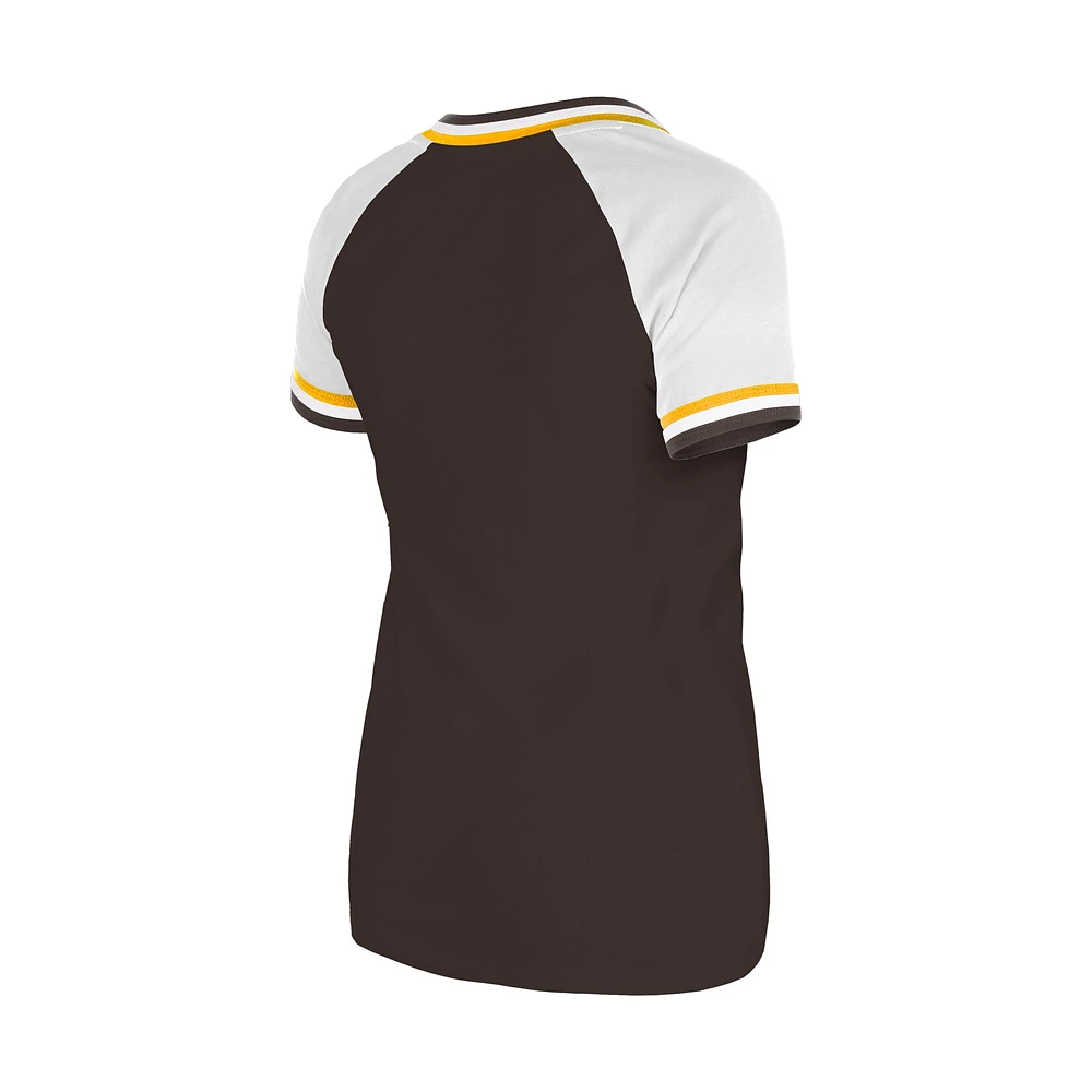 Women's New Era Brown San Diego Padres Gameday Raglan V-Neck T-Shirt