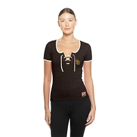 Women's New Era Brown San Diego Padres Throwback Lace Up T-Shirt