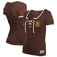 Women's New Era Brown San Diego Padres Throwback Lace Up T-Shirt