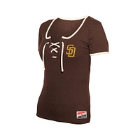 Women's New Era Brown San Diego Padres Throwback Lace Up T-Shirt