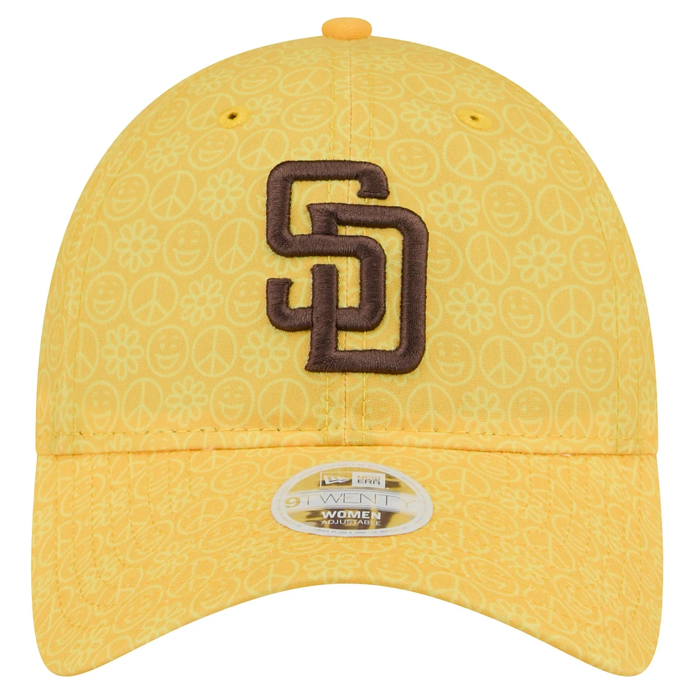 Casquette ajustable New Era Gold San Diego Padres Don't Worry 9TWENTY pour femme