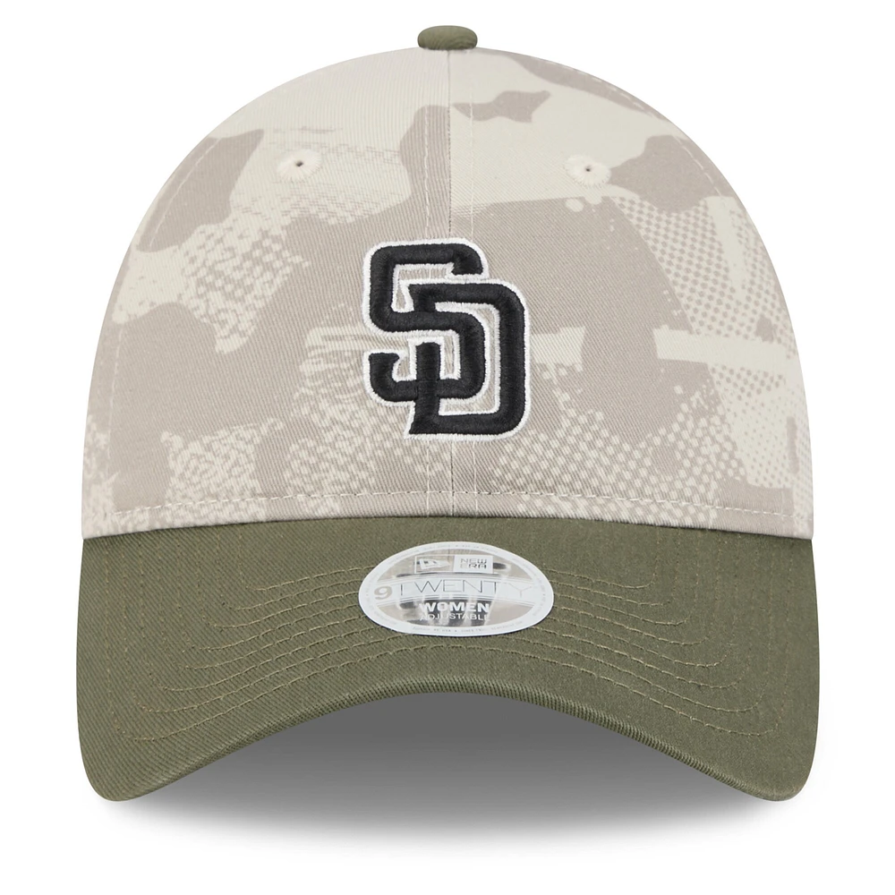 Women's New Era Light Beige/Olive San Diego Padres 2025 Armed Forces Day 9TWENTY Adjustable Hat