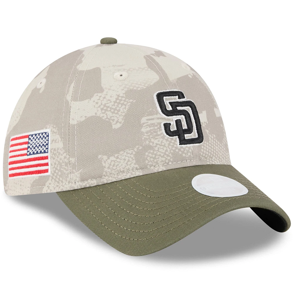 Women's New Era Light Beige/Olive San Diego Padres 2025 Armed Forces Day 9TWENTY Adjustable Hat