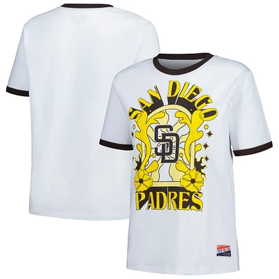 T-shirt surdimensionné Ringer New Era blanc pour femmes des San Diego Padres