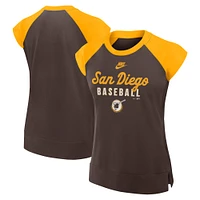 Women's Nike Brown/Gold San Diego Padres Cooperstown Collection Raglan Performance T-Shirt
