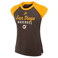 Women's Nike Brown/Gold San Diego Padres Cooperstown Collection Raglan Performance T-Shirt