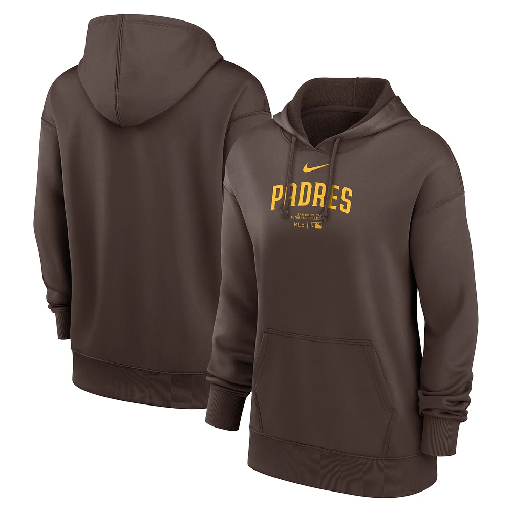 Sweat à capuche Nike marron San Diego Padres Authentic Collection Performance pour femme