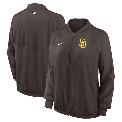 Women's Nike Brown San Diego Padres Authentic Collection Team Raglan Performance Full-Zip Jacket