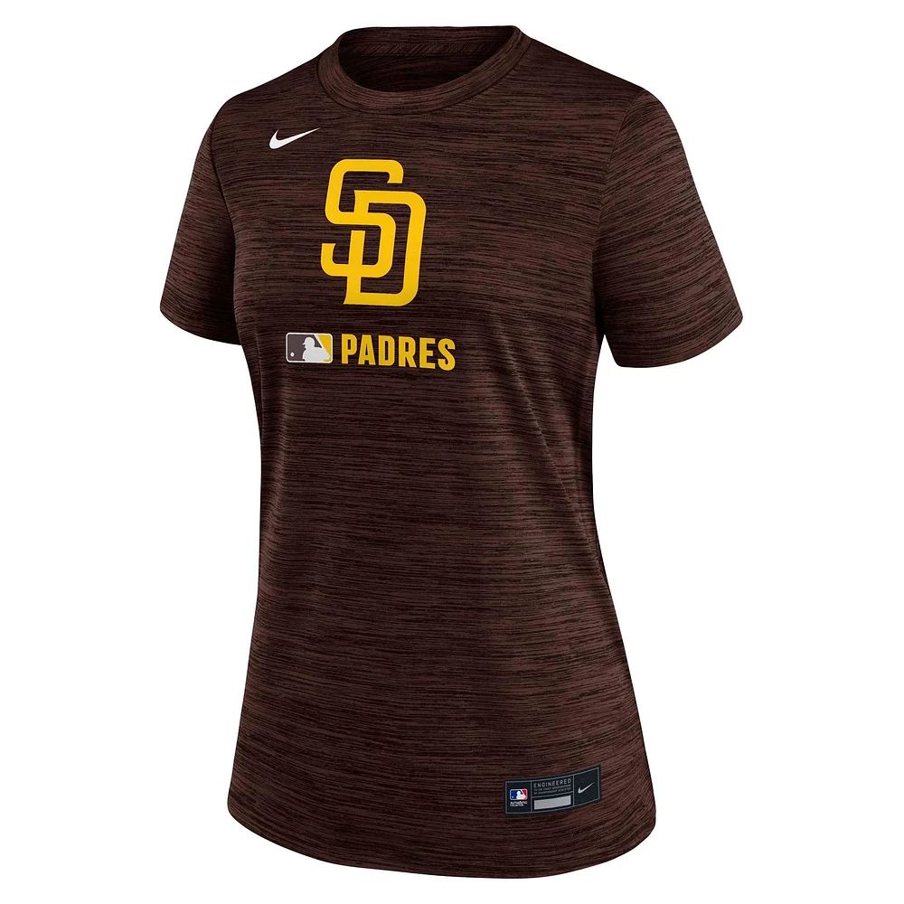 Women's Nike  Brown San Diego Padres Authentic Collection Velocity Performance T-Shirt