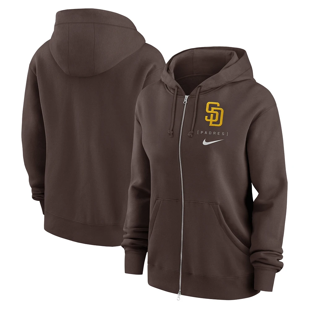 Sweat à capuche entièrement zippé Nike marron San Diego Padres Legacy Icon pour femme