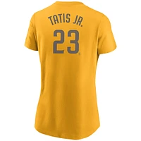 T-shirt Nike Fernando Tatís Jr. doré avec nom et numéro des San Diego Padres pour femme