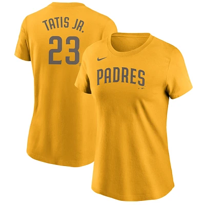 T-shirt Nike Fernando Tatís Jr. doré avec nom et numéro des San Diego Padres pour femme