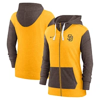 Sweat à capuche entièrement zippé Nike San Diego Padres doré pour femme