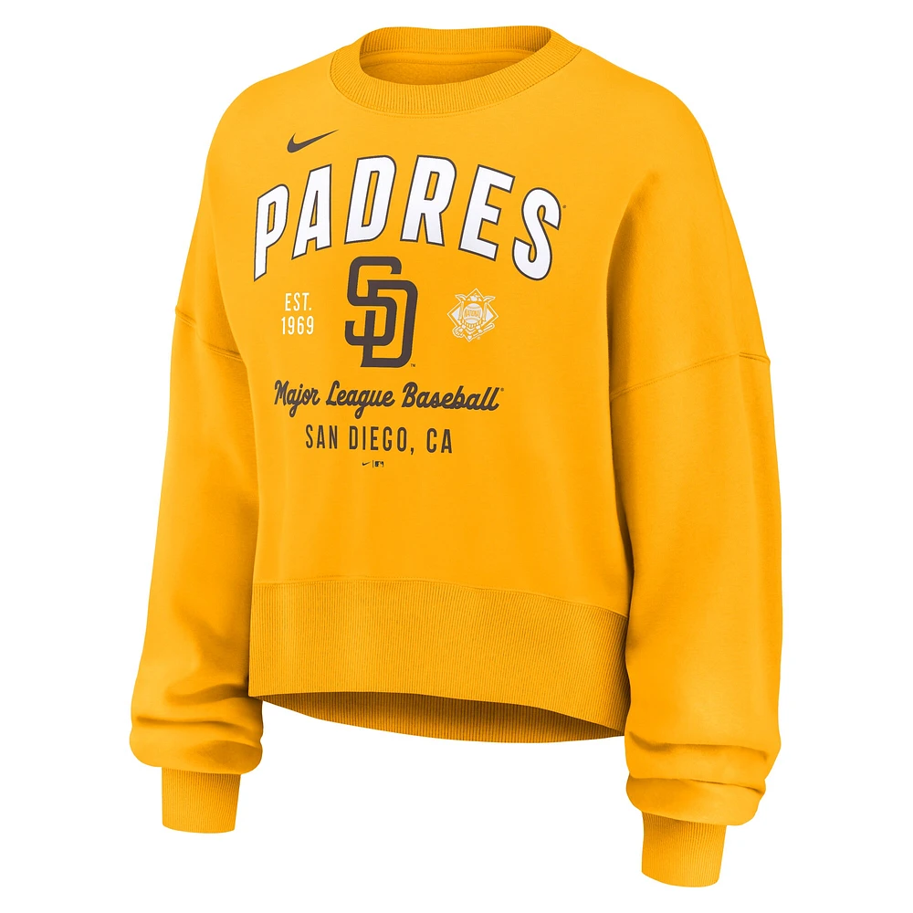 Sweat-shirt oversize à taille haute Nike Gold pour femme des Padres de San Diego