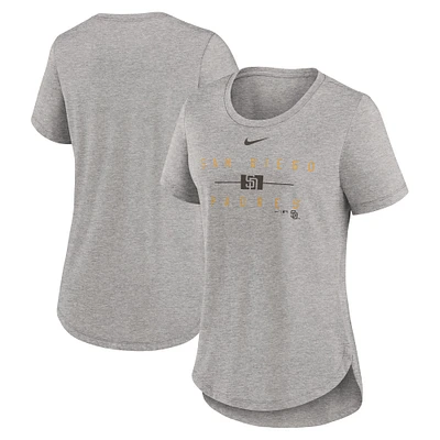 T-shirt tri-mélange Nike Heather Charcoal San Diego Padres Knockout Team Stack pour femme