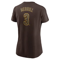 Women's Nike Jackson Merrill Brown San Diego Padres Fuse Name & Number T-Shirt