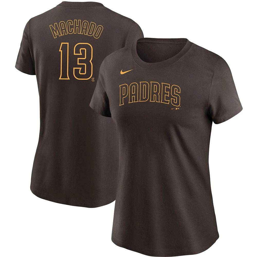 T-shirt avec nom et numéro des San Diego Padres Nike Manny Machado marron pour femme