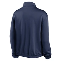 Women's Nike Navy San Diego Padres Rewind Splice Half-Zip Semi-Cropped Bubble Hem Sweatshirt