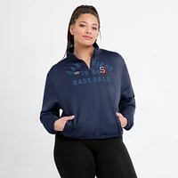 Women's Nike Navy San Diego Padres Rewind Splice Half-Zip Semi-Cropped Bubble Hem Sweatshirt