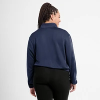 Women's Nike Navy San Diego Padres Rewind Splice Half-Zip Semi-Cropped Bubble Hem Sweatshirt