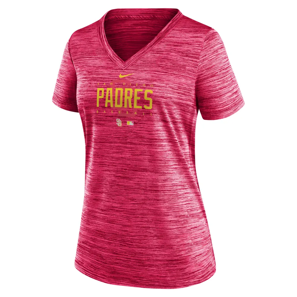 T-shirt à col en V Nike rose San Diego Padres City Connect Velocity Practice Performance pour femme