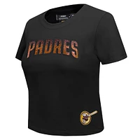 Women's Pro Standard  Black San Diego Padres Rhinestone Slim Fit T-Shirt