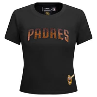 Women's Pro Standard  Black San Diego Padres Rhinestone Slim Fit T-Shirt