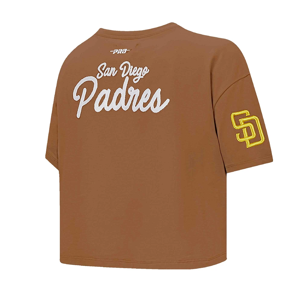 Women's Pro Standard Brown San Diego Padres Paint The City Cropped Boxy T-Shirt