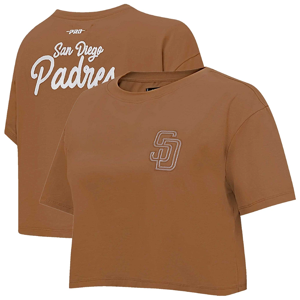 Women's Pro Standard Brown San Diego Padres Paint The City Cropped Boxy T-Shirt