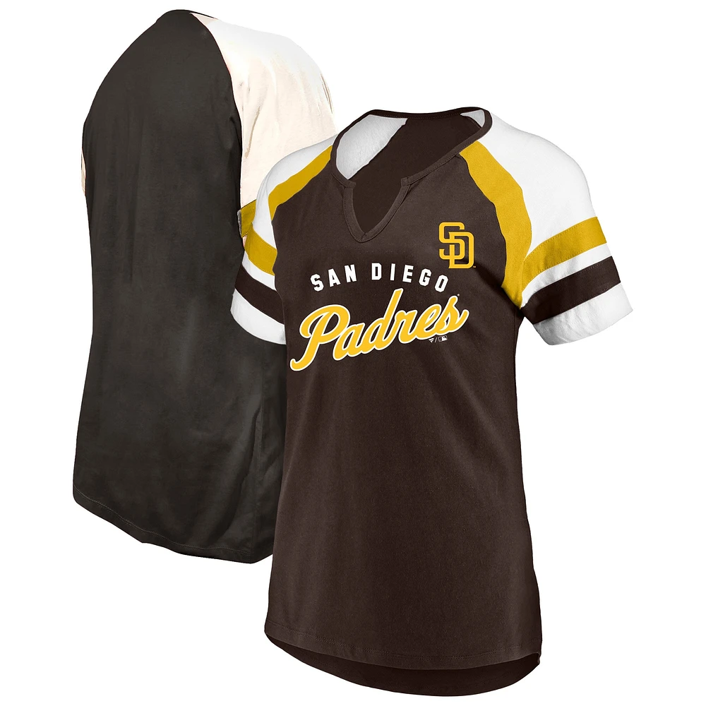 Women's Profile  Brown San Diego Padres Arched Notch Neck T-Shirt