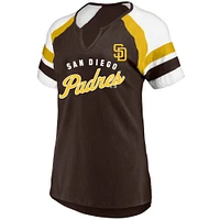 Women's Profile  Brown San Diego Padres Arched Notch Neck T-Shirt