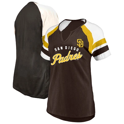 Women's Profile  Brown San Diego Padres Arched Notch Neck T-Shirt