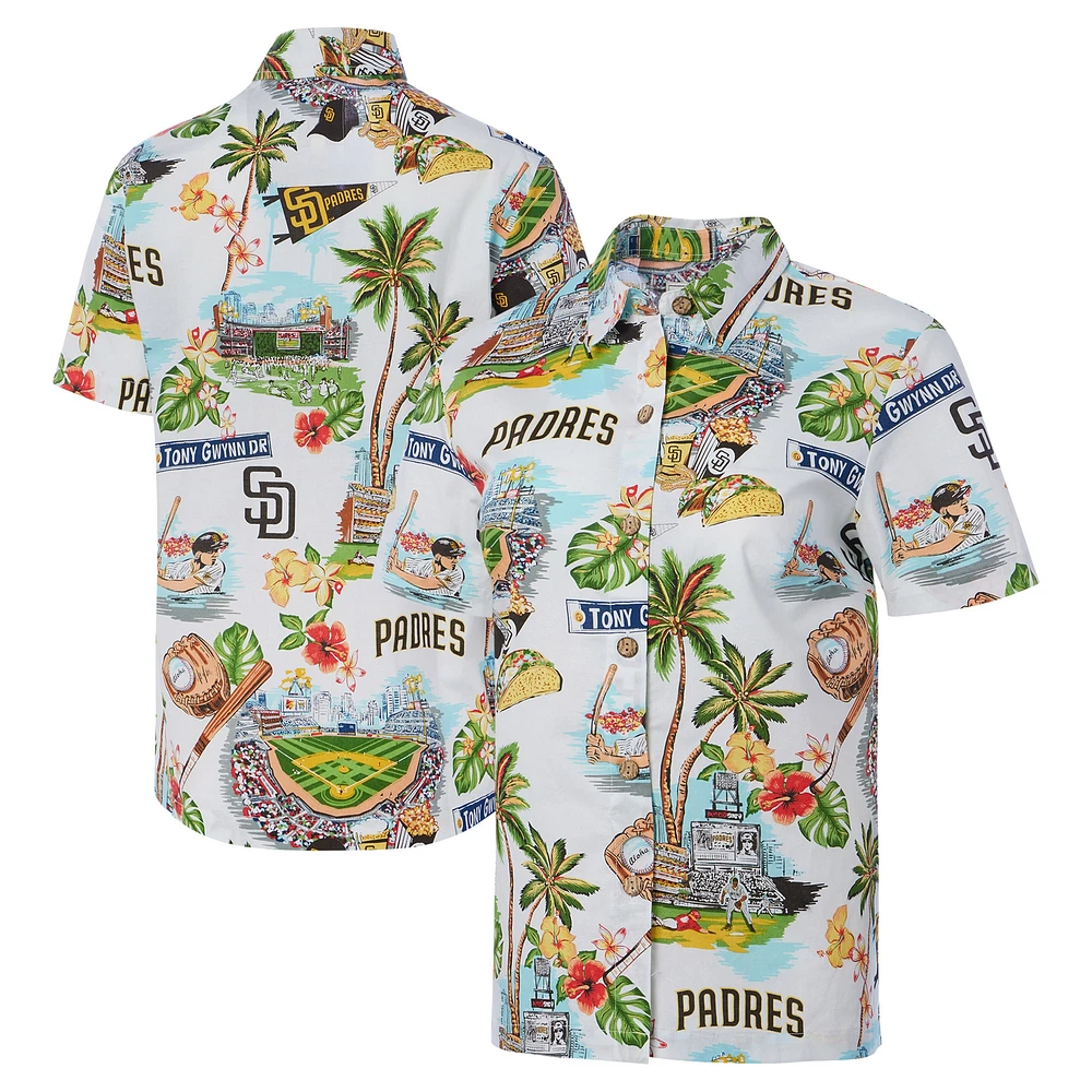 Chemise boutonnée panoramique Reyn Spooner blanche des San Diego Padres pour femmes