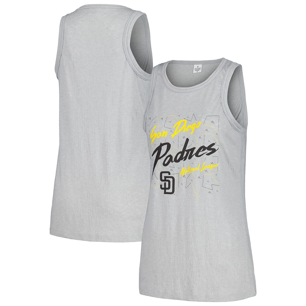 Women's Soft as a Grape Gray San Diego Padres Gauze High Neck Tank Top