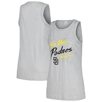 Women's Soft as a Grape Gray San Diego Padres Gauze High Neck Tank Top