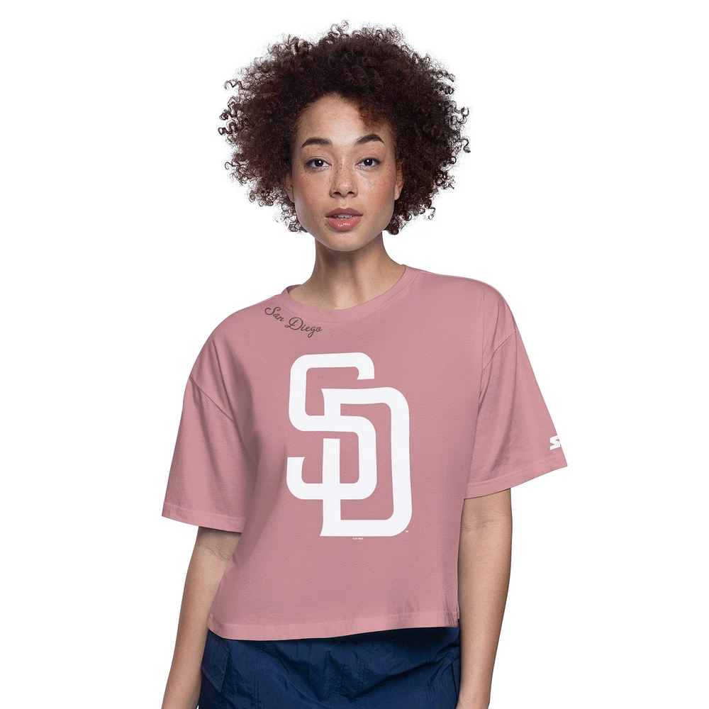 Women's Starter Pink San Diego Padres Play the Ball Boxy Cropped T-Shirt