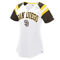 Women's Starter White/Brown San Diego Padres Game On Notch Neck Raglan T-Shirt