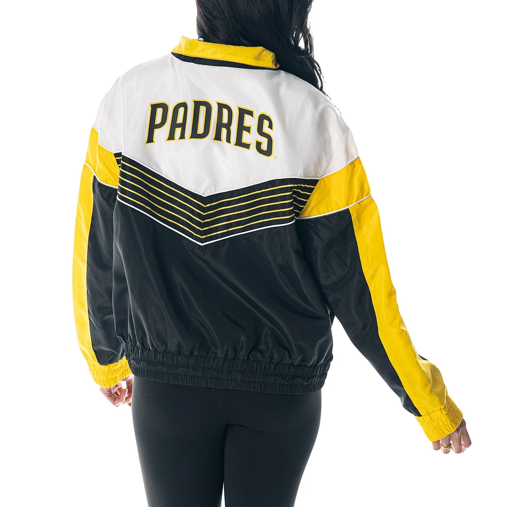 Women's The Wild Collective  Black San Diego Padres Chevron Half-Zip Track Jacket