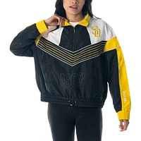 Veste de survêtement à demi-zip The Wild Collective pour femmes, San Diego Padres Chevron, noire