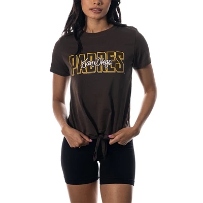 T-shirt marron torsadé sur le devant des Padres de San Diego The Wild Collective pour femmes