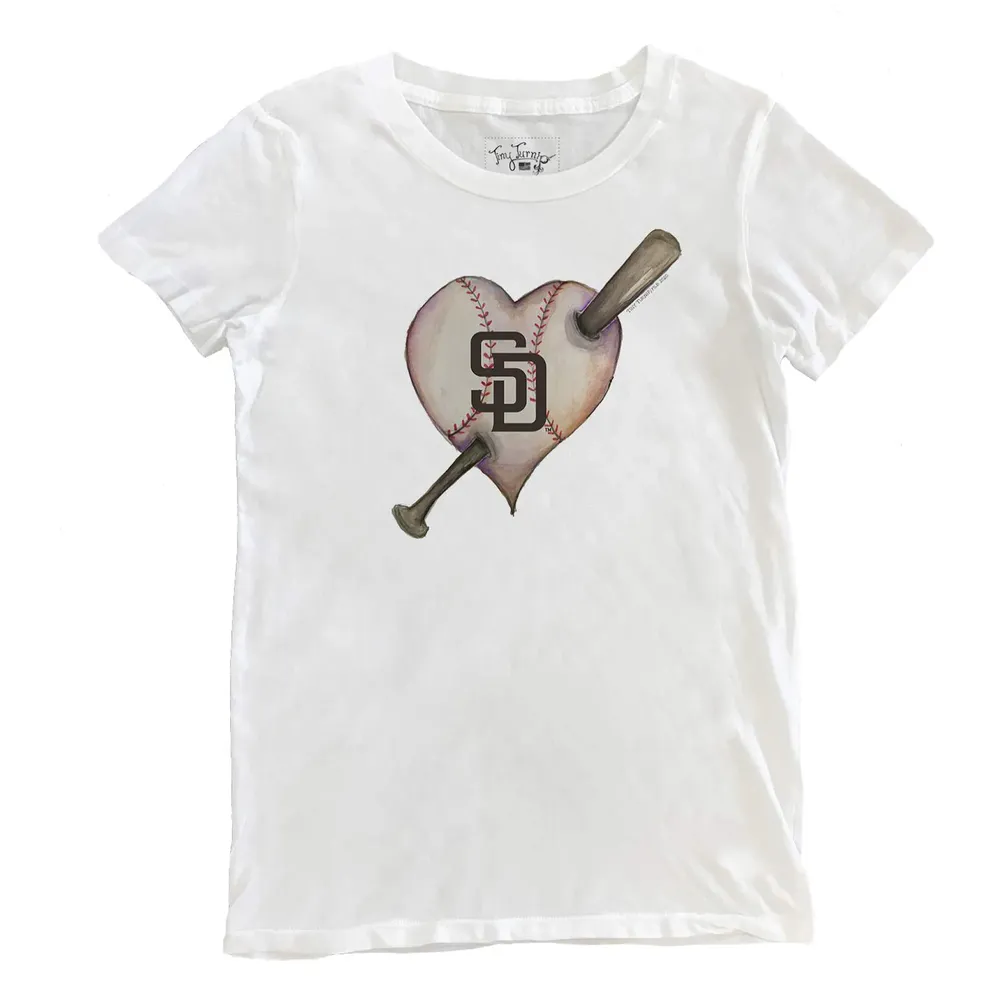 Lids San Diego Padres Tiny Turnip Women's Heart Bat T-Shirt - White