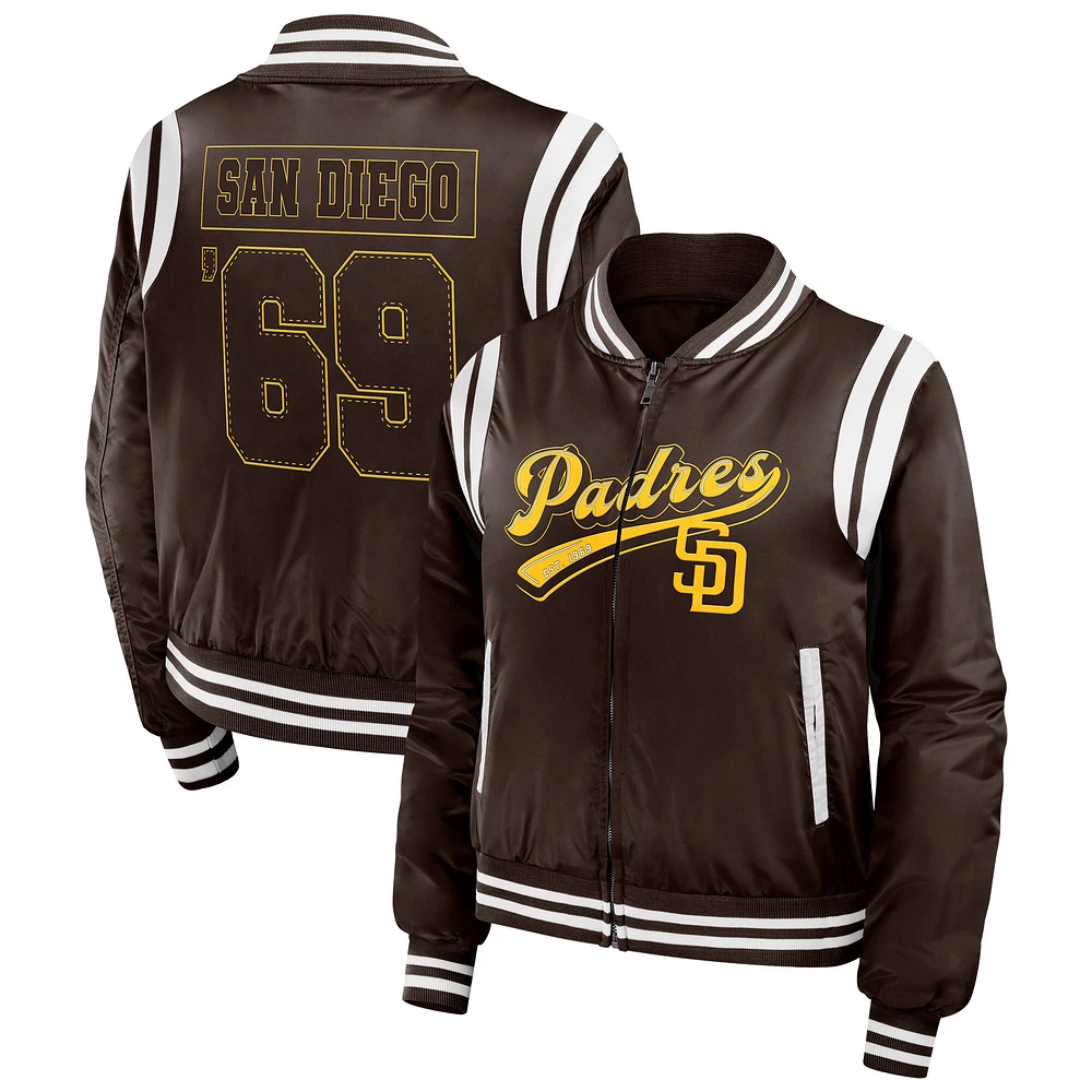 Women's WEAR by Erin Andrews Brown San Diego Padres Football Bomber Jacket