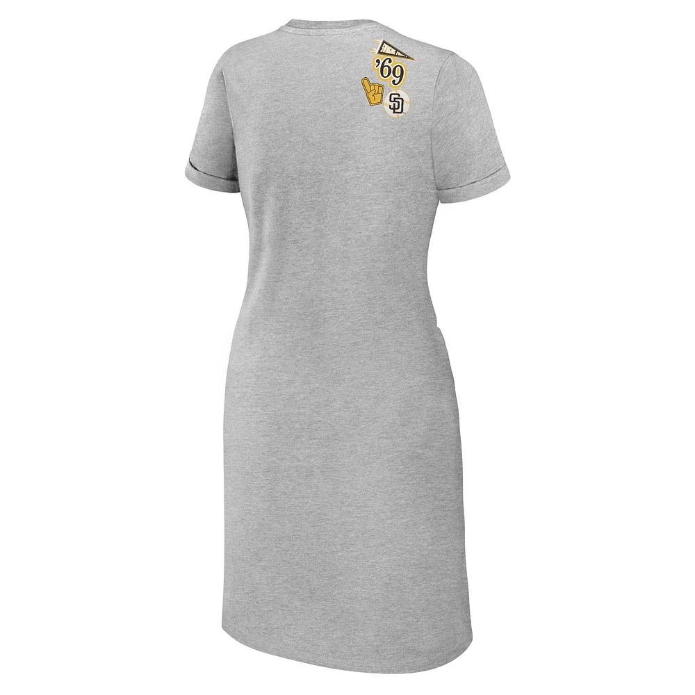 Women's WEAR by Erin Andrews Heather Gray San Diego Padres  Knotted T-Shirt Dress