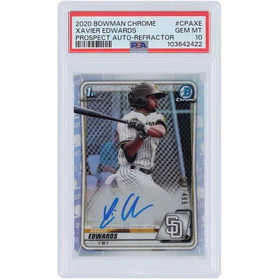 Xavier Edwards San Diego Padres Autographed 2020 Bowman Chrome 1st Bowman Refractor #CPA-XE #388/499 PSA Authenticated 10 Card