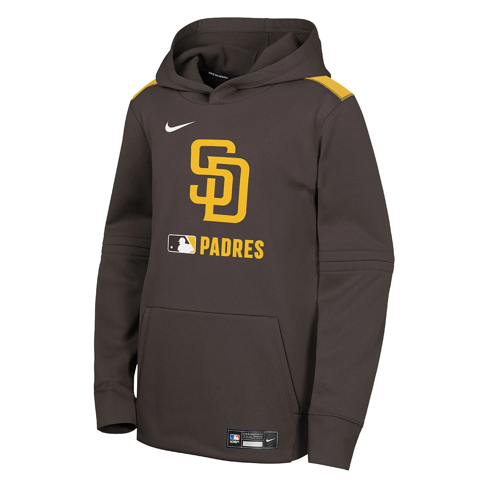 Youth Nike  Brown San Diego Padres Authentic Collection Performance Pullover Hoodie