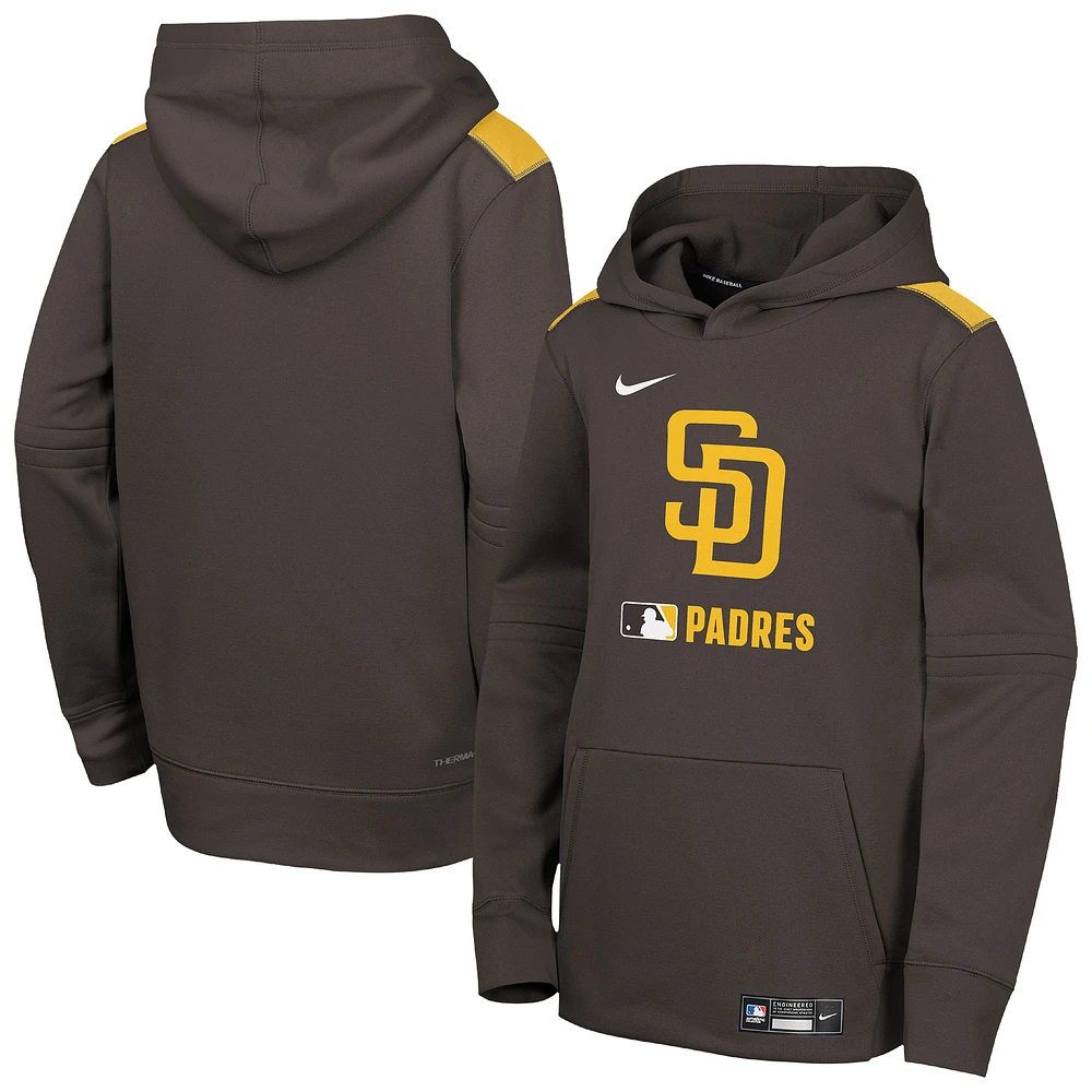 Youth Nike Brown San Diego Padres Authentic Collection Performance Pullover Hoodie