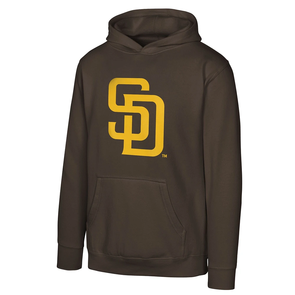 Sweat à capuche marron avec logo principal des Padres de San Diego pour jeunes